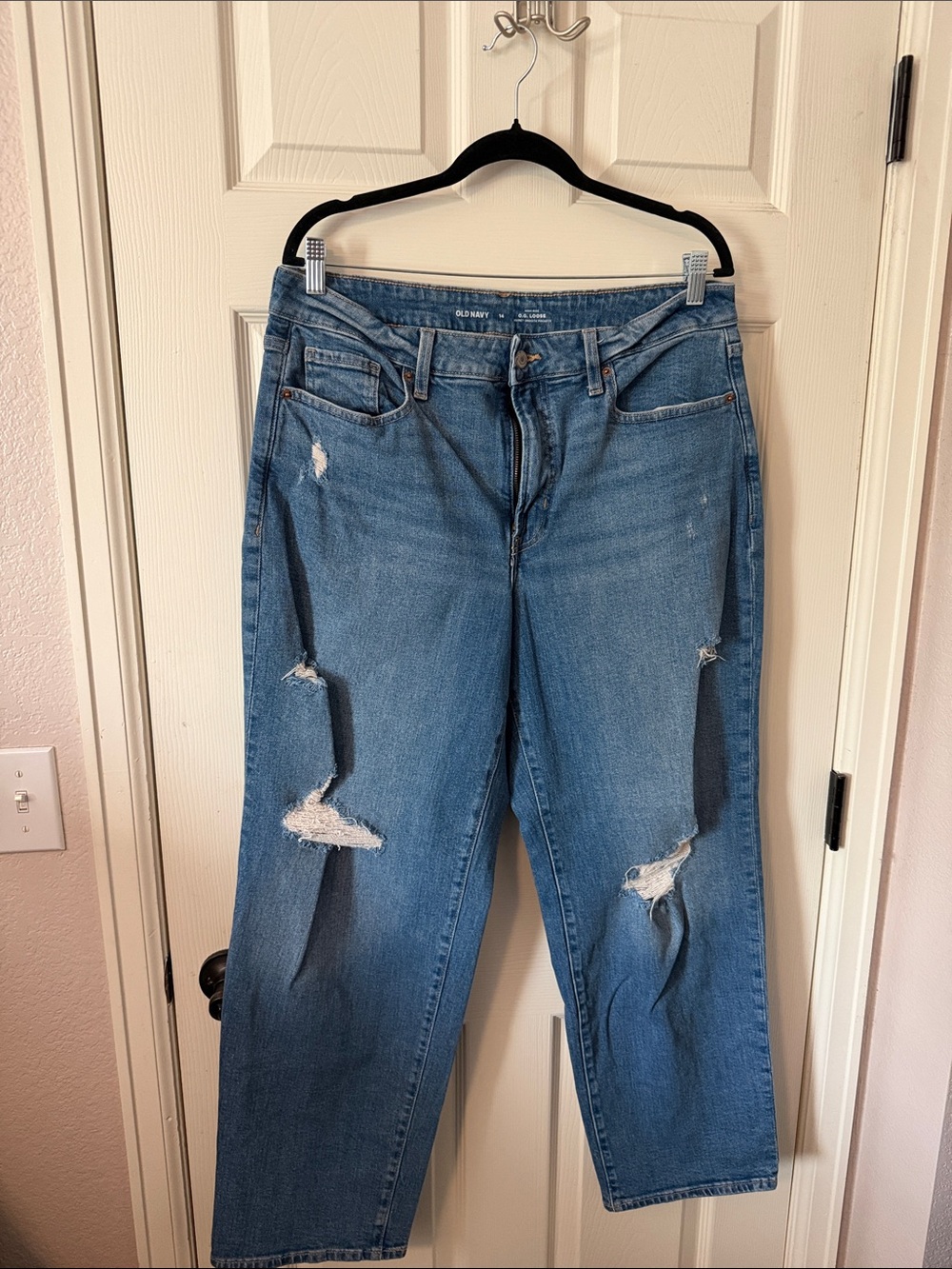Old Navy Medium Blue Distressed O.G. High-Rise Loose Jeans